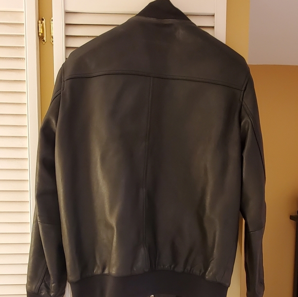 Offical Reiss Black Lamb Skin Leather Bomber Jacke - Picture 6 of 7